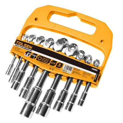 Afbeelding van Tolsen Dopsleutelset 9 delig Moersleutelset Industrial L type 7, 8, 10, 11, 12, 13, 14, 17 en 19 mm