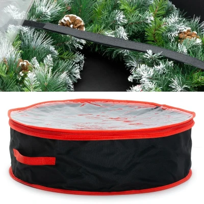 Afbeelding van CKB LTD Kerstkrans slinger opbergtas waterdichte kunstmatige kerst Halloween decoraties ornamenten ronde container met handgrepen opslag tot 60 cm x 20