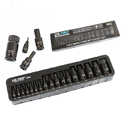 Afbeelding van US PRO INDUSTRIËLE 17 st Impact HEX Bit Socket Set Mixed Drive 2mm 22mm