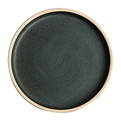 Afbeelding van Olympia Canvas platte ronde borden donkergroen 18cm (6 stuks)