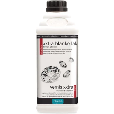 Afbeelding van Polyvine XXtra Blanke lak Zijdeglans 1 liter sterkste componenten watergedragen UV bestendig flexibel binnen buiten