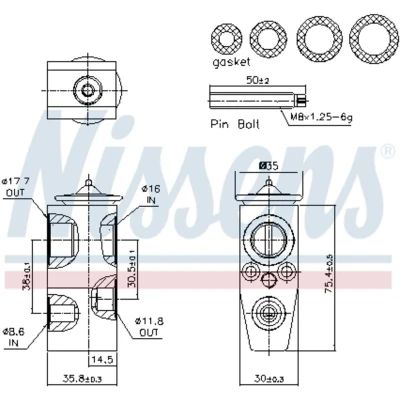 Afbeelding van NISSENS 999543 Expansieventiel Airco FORD: Kuga Mk2 (DM2) 1.6 EcoBoost, EcoBoost 4x4, 1.5 2.5, 2.0 TDCi, TDCi 4x4