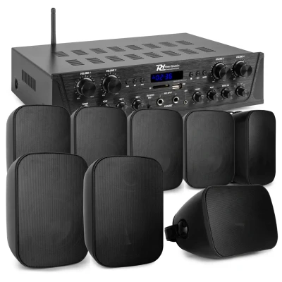 Afbeelding van Power Dynamics geluidsinstallatie met PV240BT 4 zone stereo versterker