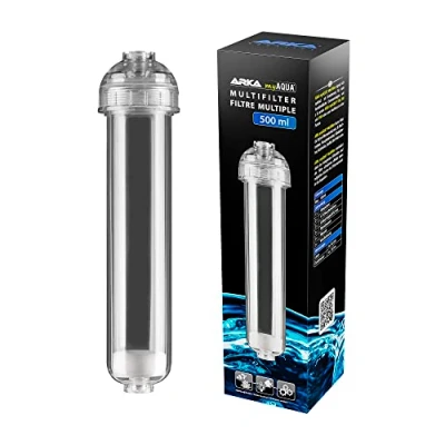 Afbeelding van ARKA Aquatics Multifilter 500 ml ideaal voor filtermateriaal zoals mengbedhars, fosfaatabsorber, silicaatabsorber, actieve kool, zeoliet, bio pellets UVM, transparant, MF500