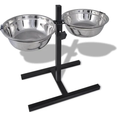 Afbeelding van vidaXL Verstelbare dubbele honden / katten voederbak (2 x 4.1L RVS bakken)