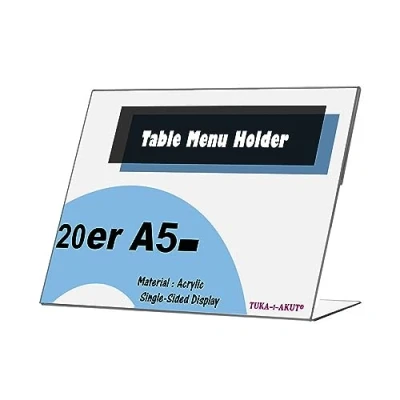 Afbeelding van TUKA i AKUT 20X A5 acryl displaystandaards tekenhouder, transparante posterhouder met aanrechtblad, bureaumenuhouder, kaarthouder, fotolijst en advertentielijst, enkelzijdige informatiestandaard,