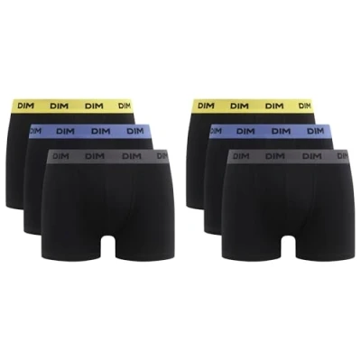 Afbeelding van Dim Boxershorts voor heren, mix en kleuren, katoen, stretch, 6 stuks, Zwarte Geel/Blauw/Grijs Riem, XXL