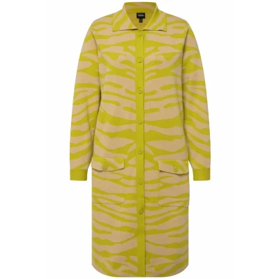 Afbeelding van Ulla Popken À COL ET Poches Motif ZÈBRE Vest, Dames, Maat: 42/44, Vert jaune
