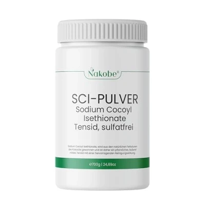 Afbeelding van Nakobe Sodium Cocoyl Isethionate 700 g SCI poeder poedertenside voor vaste shampoo, douche en shampoobars natriumcocoylisethionaat