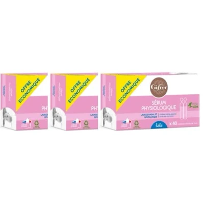 Afbeelding van Gifrer Fysiologisch serum, neushygiëne, oorspoeling, wondwas, bevochtiging, set van 3, 40 x 5 ml