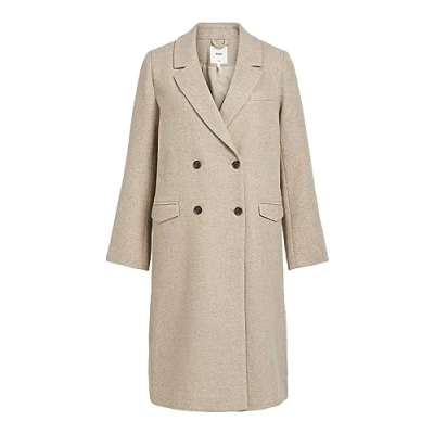 Afbeelding van OBJECT gemêleerde coat OBJBLAZA van gerecycled polyester beige