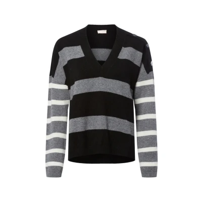 Afbeelding van LIU JO Maglia Chiusa Trui, Dames, Maat: Small, Schwarz/grau