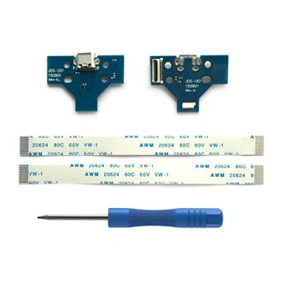 Afbeelding van 2 stuks JDS 001 Vervangende Micro USB laadpoort Plug voor PS4 controller, laadpoortlader socket adapter module, flexibele kabel, schroevendraaier Playstation DualShock Controller