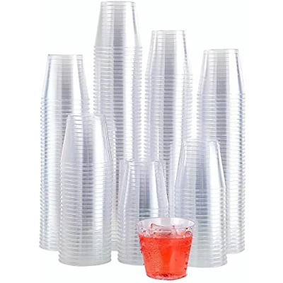 Afbeelding van KAHEIGN 300 stuks plastic borrelglazen, 30 ml ronde dessertbekers. Transparante parfait voorgerechtskop, herbruikbare serveerschaal bekers voor whiskypudding mousse whisky jello party (4,3 x 4 cm)