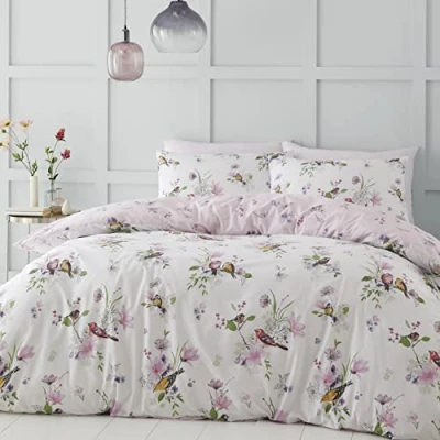 Afbeelding van Catherine Lansfield Beddengoed Songbird Eenpersoons Dekbedovertrek Set met Kussensloop Roze