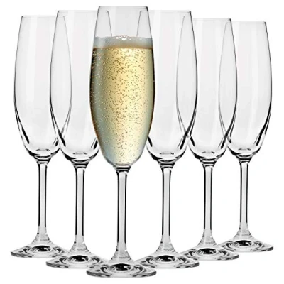 Afbeelding van KROSNO Glazen Champagne Fluitglazen Set van 6 200 ML Venezia Collectie Perfect voor Thuis, Restaurants en Feesten Vaatwasser Bestendig