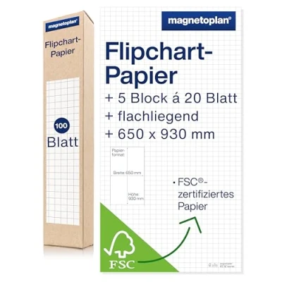 Afbeelding van Magnetoplan 1227101 Flipchartblok Aantal paginas: 100 geruit 990 mm x 650 930 Wit
