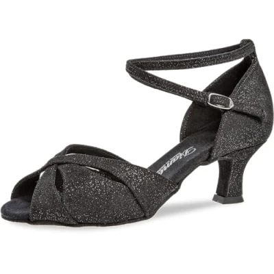 Afbeelding van Diamant Dames dansschoenen 141 067 550 suède zwart/glitter breedte G (comfortabel) 5 cm flare, Made in Germany, zwart, glitter, 39 1/3 EU Weit