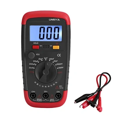 Afbeelding van Condensatormeter, digitale capaciteitmeter, condensatortester 0,1pF 20000uF met lcd achtergrondverlichting en houder