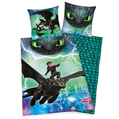 Afbeelding van Kinderovertrekset Dragons avontuur met glow in the dark effect (2 delig)