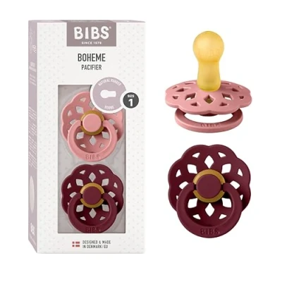 Afbeelding van BIBS® Fopspeen Boheme 0 6 maanden Dusty Roze/Elderbes 2 stuks.