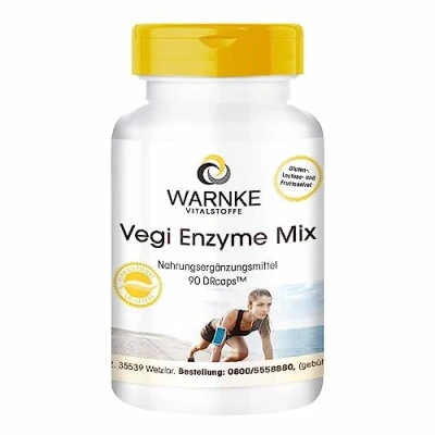 Afbeelding van Enzyme Complex capsules veganistisch spijsverteringsenzym mix bromelaïne, papaïne, amylase, lipase, protease en rutine 90 Warnke Vitalstoffe Duitse apothekerskwalitei