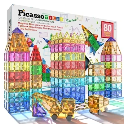 Afbeelding van PicassoTiles Magnetische bouwblokken met magneetspeelgoed, diamantspeelgoed, bouwset voor STEM sensorisch speelgoed, geschenken, educatieve speelset, kinderen, brain ontwikkelingsblokken