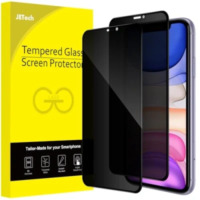 Afbeelding van JETech Privacy Full Coverage Screen Protector voor iPhone 11/XR 6,1 Inch, Volledige Dekking Anti Spy Gehard Glas Film Schermbeschermer, Hoesje Vriendelijk, 2 Stuks