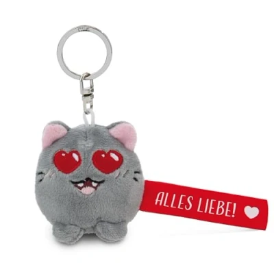 Afbeelding van NICI Sleutelhanger kat alles liefde 5 cm grijs traditie metgezel voor rugzak of tas, sleutelhouder klein en groot 62062