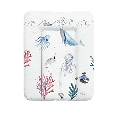 Afbeelding van Ceba Baby Aankleedkussen, zachte aankleedmat voor baby&#039;s, afwasbaar, 50 x 70 cm, waterverfcollectie oceaan