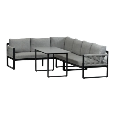 Afbeelding van Normin Hoek Lounge Dining set Reims Links Black