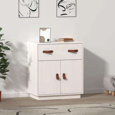 Afbeelding van Dressoir 65,5x40x75 cm massief grenenhout wit