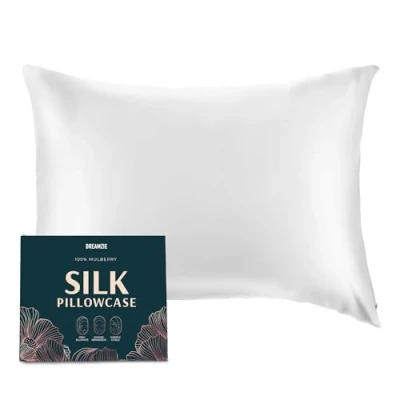 Afbeelding van DREAMZIE zijden kussensloop 100% natuurlijke moerbeizijde voor haar en huid 19 mm zijde aan beide 1 eenheid Wit 50x70 cm