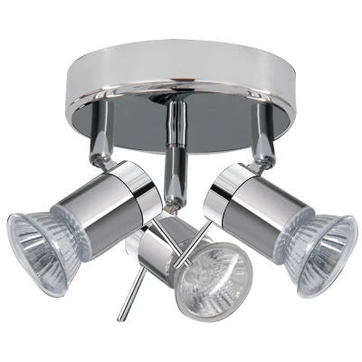 Afbeelding van Searchlight Lighting Ram 3 Licht Verstelbare Badkamer Plafondspot Satijn Zilver, Chroom IP44, GU10