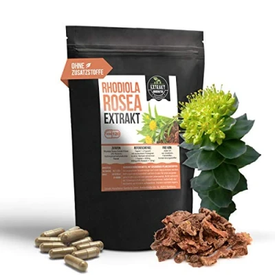 Afbeelding van Rhodiola Rosea Extract 3% rosavin 120 capsules 400 mg rozenwortel zonder additieven hooggedoseerd veganistisch geproduceerd in Duitsland (capsules 120)
