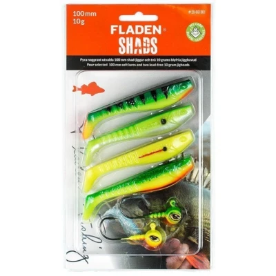 Afbeelding van Fladen Soft Lure Assortment 1 Shad 100mm + Jigheads (6 delig)