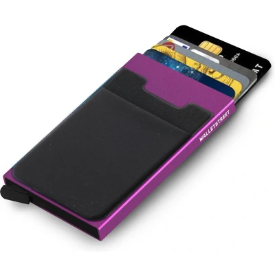 Afbeelding van Walletstreet Uitschuifbare Pasjeshouder Plus Aluminium Creditcardhouder Card Protector Anti Skim/ RFID 7 Pasjes Paars/Purple