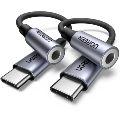 Afbeelding van UGREEN USB C Jack Adapter Aux 2 Pack naar 3,5mm Hoofdtelefoon met DAC Chip compatibel iphone15/15pro/15plus/15pro max, Galaxy S, iPad, P60/50/40, xiaomi etc. (Grijs)