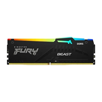 Afbeelding van Kingston FURY Beast Zwart RGB XMP 64GB 6400MT/s DDR5 CL32 DIMM Desktop Gaming Geheugen Set van 2 KF564C32BBAK2 64