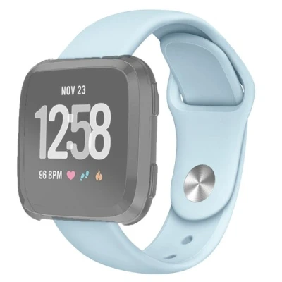 Afbeelding van Fitbit Versa 1 / 2 &amp; Lite siliconen bandje Maat: Large Lichtblauw