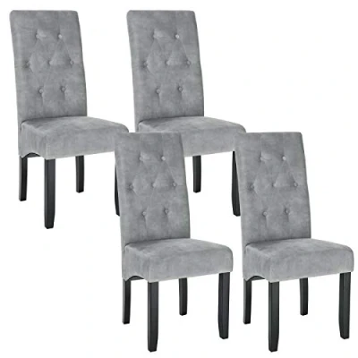 Afbeelding van WOLTU 4 x eetkamerstoelen lichtgrijze keukenstoelen, woonkamer eetkamerstoel fluwelen zitting en massief houten poot, BH294hgr