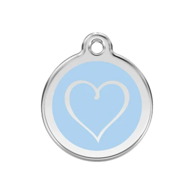 Afbeelding van Tribal Heart Light Blue roestvrijstalen hondenpenning medium/gemiddeld dia. 3 cm RedDingo