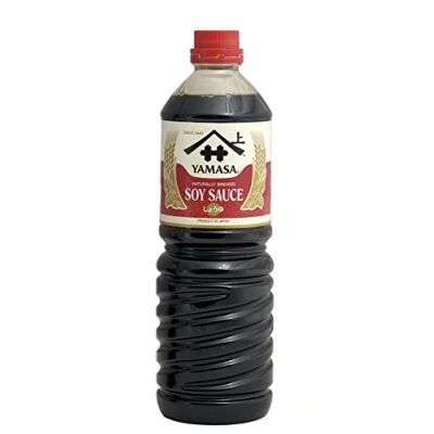 Afbeelding van YAMASA sojasaus uit Japan, natuurlijk gebrouwen, SOY SAUCE, 3 x 1000 ml, inclusief een klein gelukspoepje, houten popje