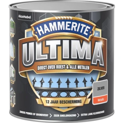Afbeelding van Hammerite Ultima Metaallak Metallic Zilver Kunststof &amp; metaal verf