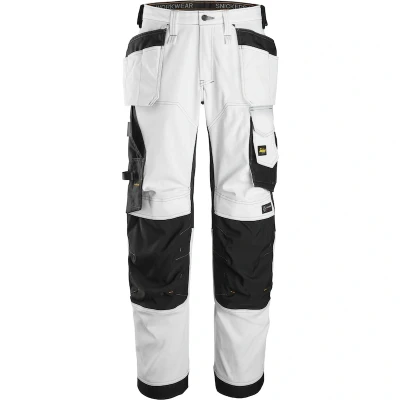 Afbeelding van Snickers 6251 AllroundWork Stretch Loose Fit Werkbroek+ met Holsterpockets Wit Zwart 154