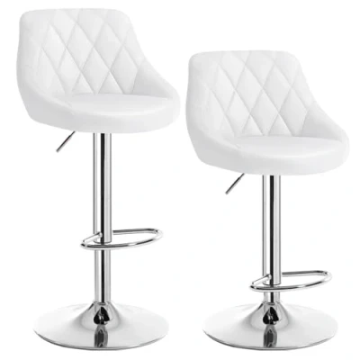 Afbeelding van WOLTU Wit Barkrukken Set van 2, 360Draaistoel Verstelbare Barstoelen in Kunstleer en chroom staal met Rugleuning,BH23ws 2