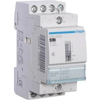 Afbeelding van Hager magneetschakelaar ac erd 4no 25 1 400v 8 5 3 kw u spoel 24v 50hz 60hz erd425s