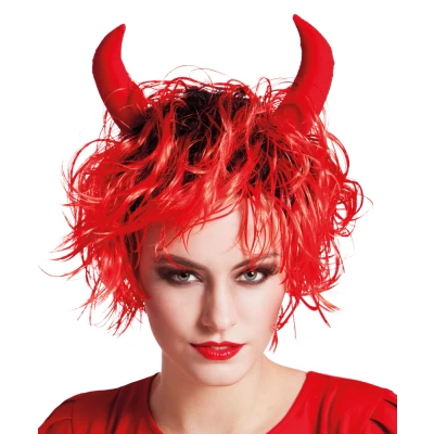 Afbeelding van Boland Pruik Curly devil Rood Krullen Kort Vrouwen Duivel Halloween en Horror