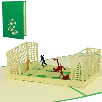 Afbeelding van LINPopUp®, LIN17230 POP UP 3D kaart verjaardagskaart cadeaubon voetbalspel, voetbal verjaardagskaart, tegoedbon stadion, knutselaar van Beckhausen, voetbalkaart, N132