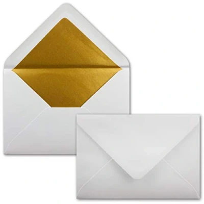Afbeelding van Neuser PAPIER FarbenFroh door Gustav Enveloppen, 75 x gouden binnenvoering, wit, gevoerd met metallic papier, natte plakrand, 12,5 17,6 cm